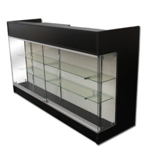 Wood Fixtures: 6' Ledge Top Counter Black With Showcase Front